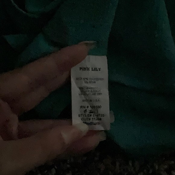 Pink Lily One Shoulder Top, Size Medium, Color Teal - Picture 4 of 4